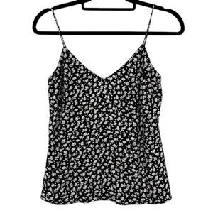 Something Navy Black and White Floral Cami Top Tank Spaghetti Straps Size XXS